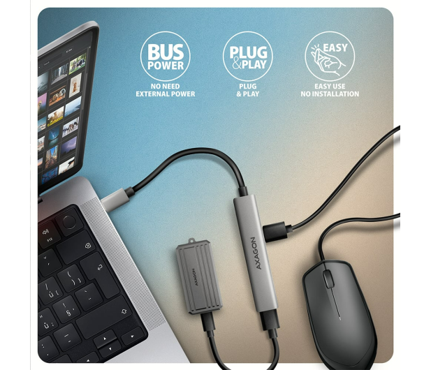Axagon HUE-STC ALU STRIP USB-C 4 port hub - 1485469 - zdjęcie 5